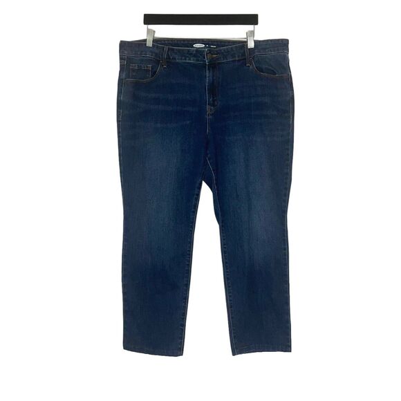 Old Navy Straight Leg Medium Wash Blue Jeans Women's Size 18 Denim Stretch - Picture 1 of 7
